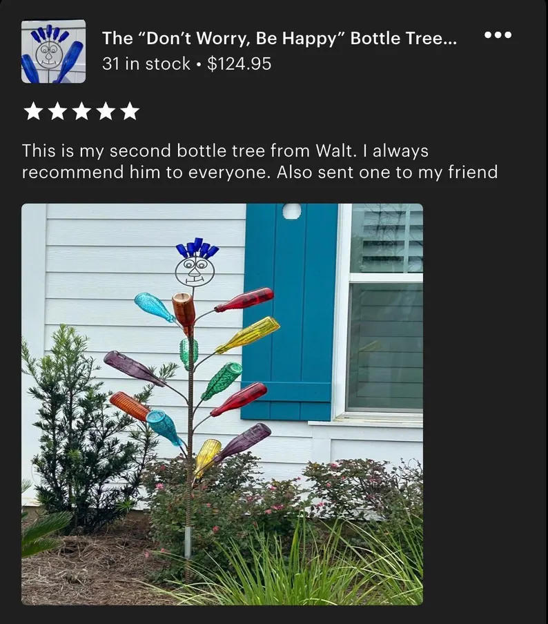 The “Don’t Worry, Be Happy” Bottle Tree by Cubby's! - Image 5